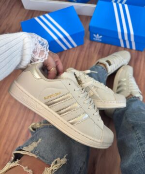 Tenis Adidas Super Star Off White Ouro Premium 3