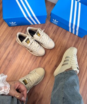Tenis Adidas Super Star Off White Ouro Premium 4