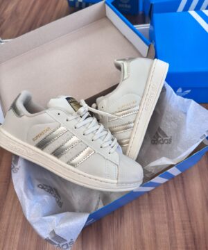 Tenis Adidas Super Star Off White Ouro Premium 5