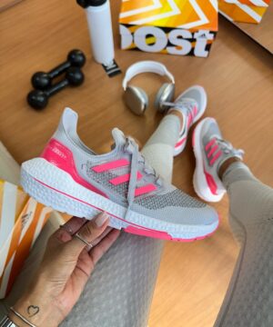 Tênis Adidas Ultra Boost Cinza Rosa Feminino Premium