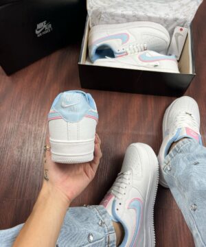 Tenis Nike Air Force Azul Rosa Feminino Premium 1