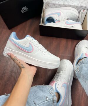 Tênis Nike Air Force Azul Rosa Feminino Premium