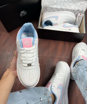 Tenis Nike Air Force Azul Rosa Feminino Premium 4