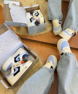 Tenis Nike Air Force Prime Branco Azul Feminino Premium 5