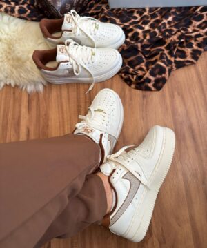 Tenis Nike Air Force Prime Off White Marrom Feminino Premium 11