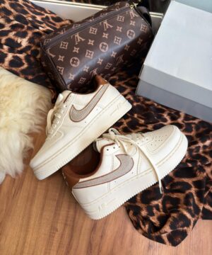 Tenis Nike Air Force Prime Off White Marrom Feminino Premium 4