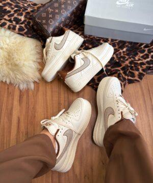 Tenis Nike Air Force Prime Off White Marrom Feminino Premium 7