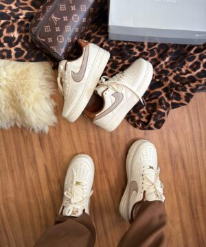 Tenis Nike Air Force Prime Off White Marrom Feminino Premium 9