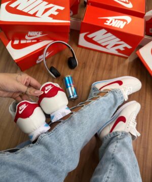 Tenis Nike Cortez Azul Vermelho Feminino Premium 4