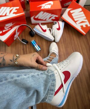 Tenis Nike Cortez Azul Vermelho Feminino Premium 7