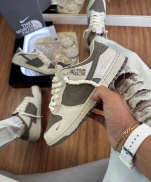 Tênis Nike Dunk Low Branco Cinza Masculino Premium