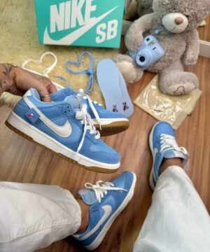 Tenis Nike Dunk Teddy Bear Camurca Azul Feminino Premium 2