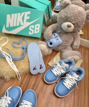 Tenis Nike Dunk Teddy Bear Camurca Azul Feminino Premium 6