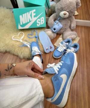 Tenis Nike Dunk Teddy Bear Camurca Azul Feminino Premium 8