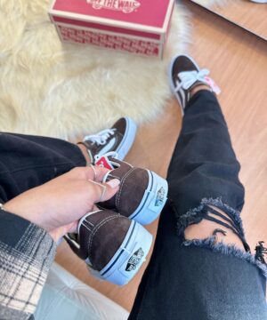 Tenis Vans Old Skool Branco Marrom Feminino Premium 1