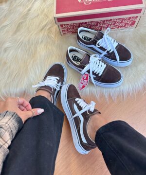 Tenis Vans Old Skool Branco Marrom Feminino Premium 4