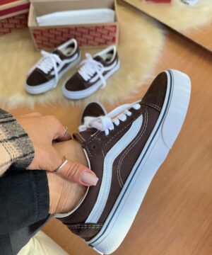 Tenis Vans Old Skool Branco Marrom Feminino Premium 5