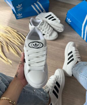 Tenis Adidas Campus Branco Preto Feminino Premium 1