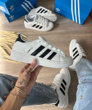 Tênis Adidas Campus Branco Preto Feminino Premium