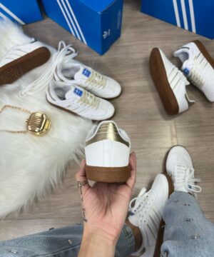 Tenis Adidas Samba OG Branco Fourado Feminino 3