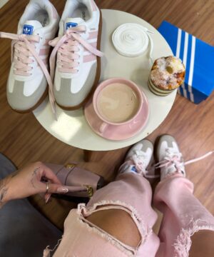 Tenis Adidas Samba Sintetico Branco Rose Feminino Premium 5