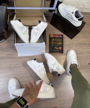 Tenis Emporio Armani Exchange Branco Preto Masculino Premium 1