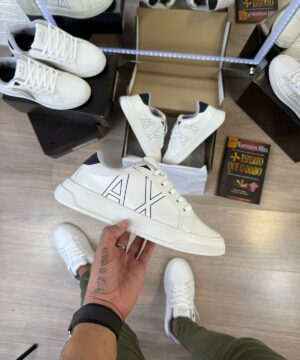 Tênis Emporio Armani Exchange Branco Preto Masculino Premium