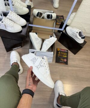 Tenis Emporio Armani Exchange Branco Preto Masculino Premium 7