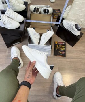 Tenis Emporio Armani Exchange Branco Preto Masculino Premium 8