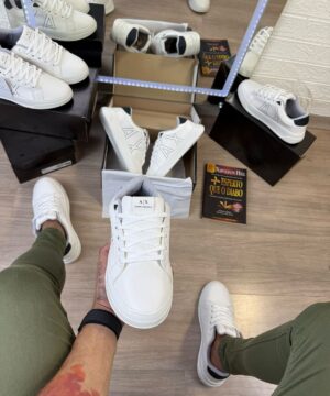 Tenis Emporio Armani Exchange Branco Preto Masculino Premium 9