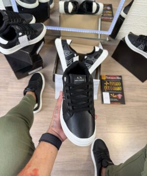Tenis Emporio Armani Exchange Preto Branco Masculino Premium 4