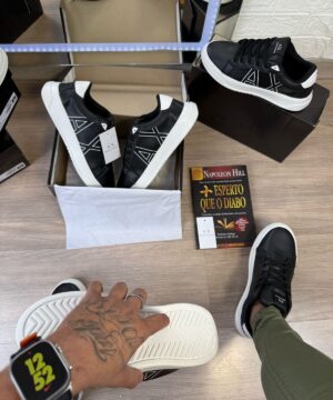 Tenis Emporio Armani Exchange Preto Branco Masculino Premium 6