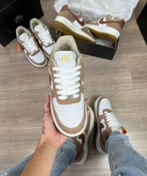 Tenis Nike Air Force 1 Bege Marrom Feminino Premium 2