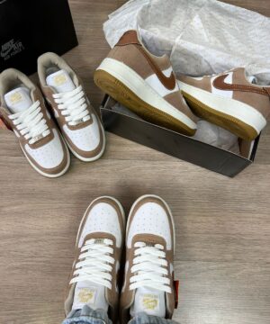 Tenis Nike Air Force 1 Bege Marrom Feminino Premium 3