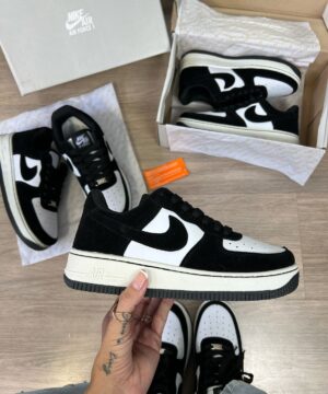 Tênis Nike Air Force 1 Preto Branco Feminino Premium