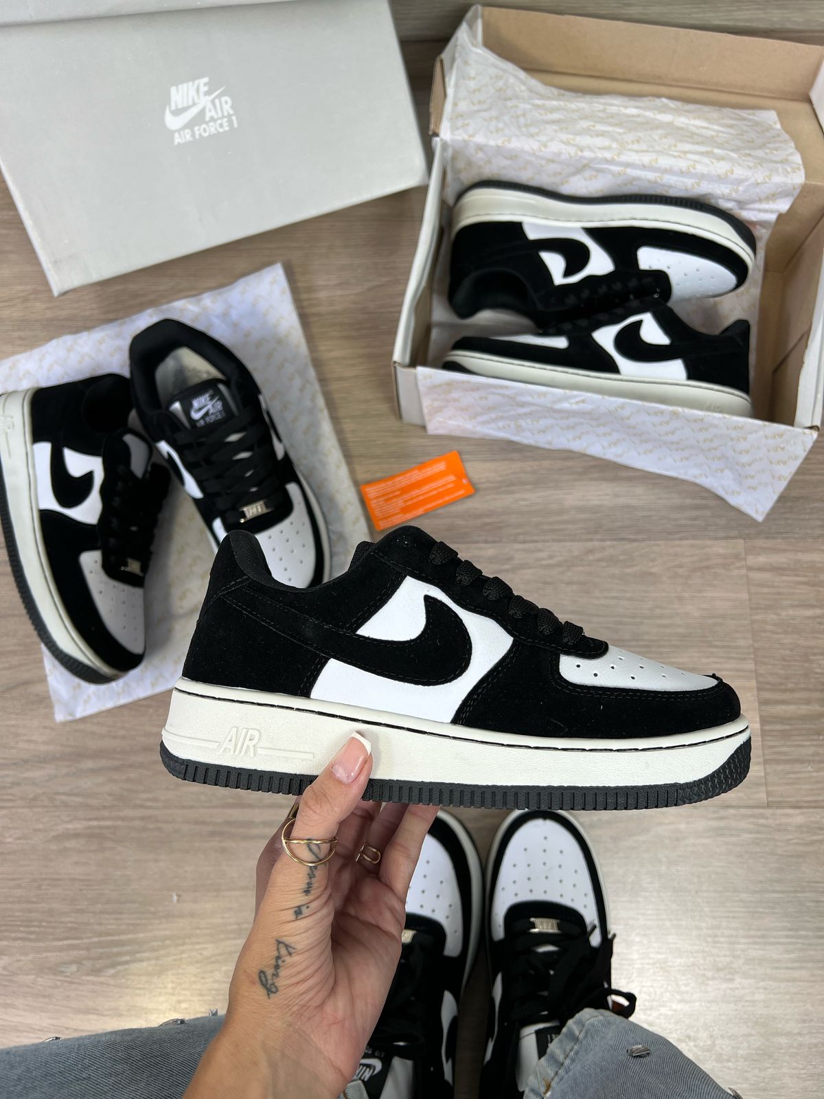 T nis Nike Air Force 1 Preto Branco Feminino Premium Tenis Atacado 