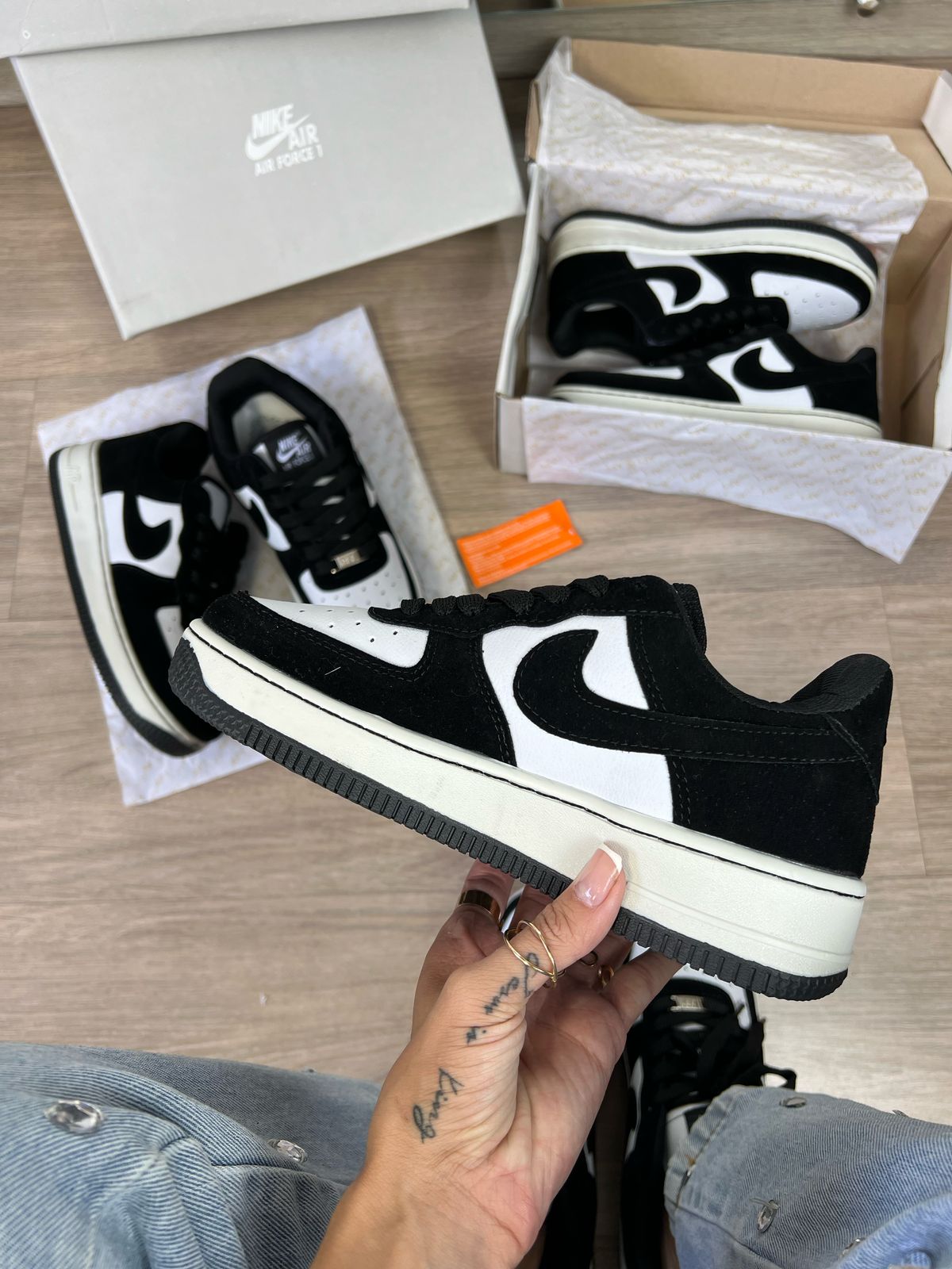 T nis Nike Air Force 1 Preto Branco Feminino Premium Tenis Atacado 
