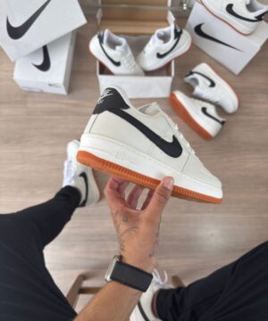 Tenis Nike Air Force 1 Branco Preto Masculino Premium 5