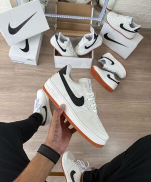 Tênis Nike Air Force 1 Branco Preto Masculino Premium