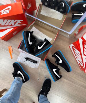 Tenis Nike Air Force Preto Camurca Soleta Azul Masculino Premium 2