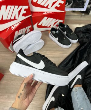 Tenis Nike Plataforma Court Vision Preto Branco Feminino Premium 1