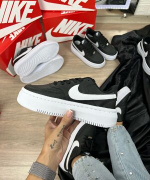 Tênis Nike Plataforma Court Vision Preto Branco Feminino Premium