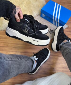 Adidas Plataforma Cadarço Duplo Preto