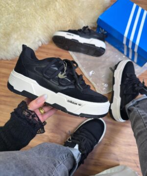 Adidas Plataforma Cadarço Duplo Preto