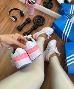 Adidas galaxy 6 running Branco prata rosa 3