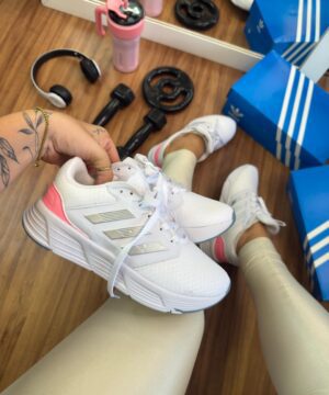 Adidas galaxy 6 running Branco prata rosa 3