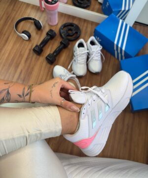 Adidas galaxy 6 running Branco prata rosa 3