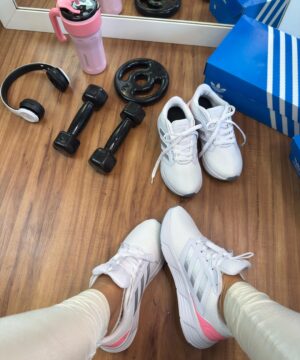 Adidas galaxy 6 running Branco prata rosa 3