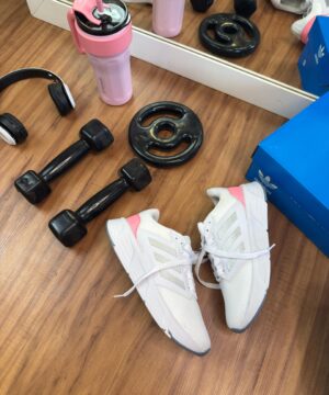 Adidas galaxy 6 running Branco prata rosa 3