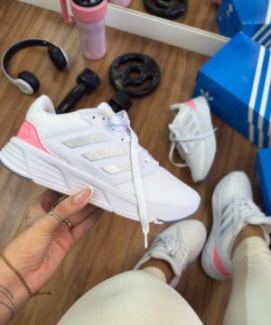 Adidas galaxy 6 running Branco prata rosa 3